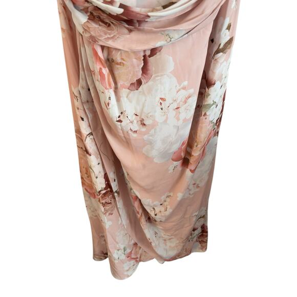 NWT City Chic Powder Floral Mauve Maxi Dress Off Shoulder Size 24 Wedding Party - Picture 3 of 6